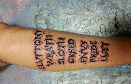 手臂个性七宗罪纹身图片