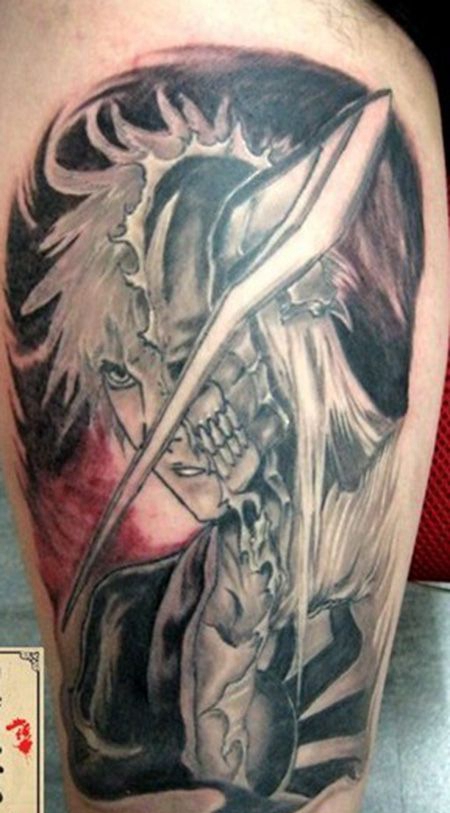 大腿黑崎一护纹身图片