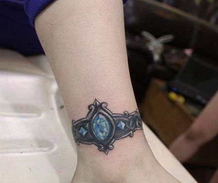 宝石脚环纹身图片