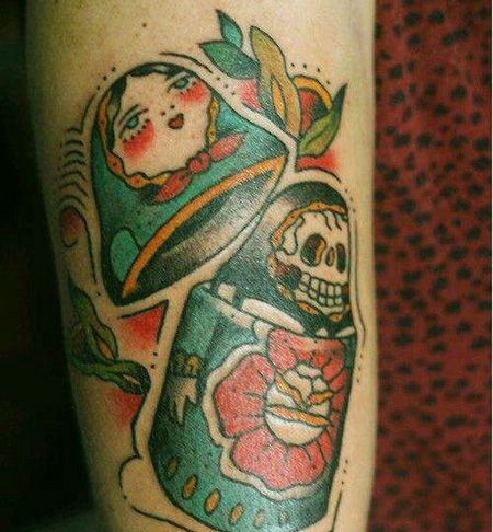 手臂有创意的套娃纹身图片