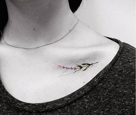 锁骨勿忘我纹身图片