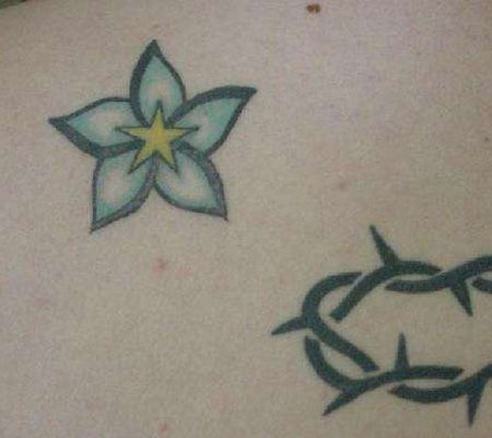 腹部紫荆花纹身图片