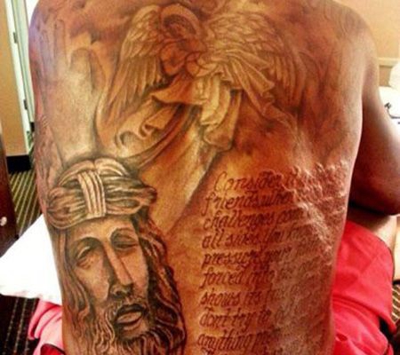 杜兰特满背霸气纹身图片