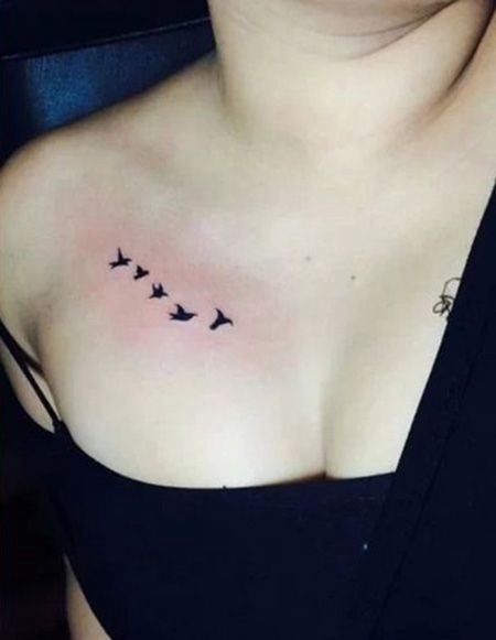 女生胸部海鸥纹身图片