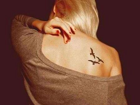 背部海鸥纹身图片