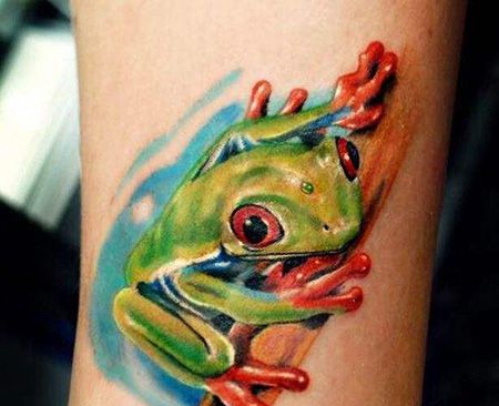 手臂写实青蛙纹身图片