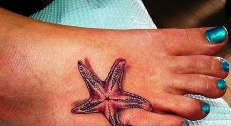 脚背海星纹身图片