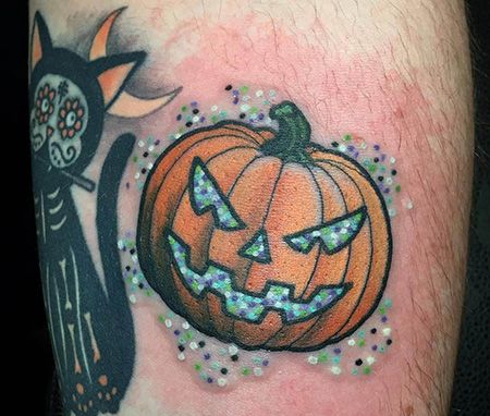 小腿南瓜和猫纹身图片