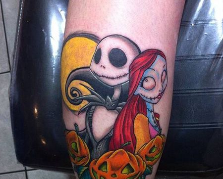 小腿万圣节南瓜恶魔纹身图片
