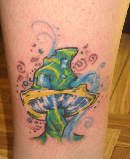 脚踝蘑菇纹身图片