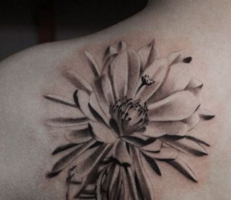 肩部昙花纹身图片