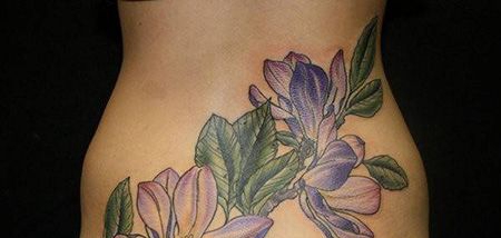 腰部紫罗兰纹身图片