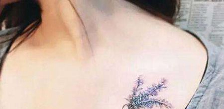 锁骨薰衣草纹身图片