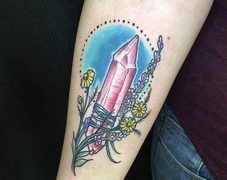 手臂水晶薰衣草纹身图片