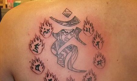 背部梵文九字真言纹身图案