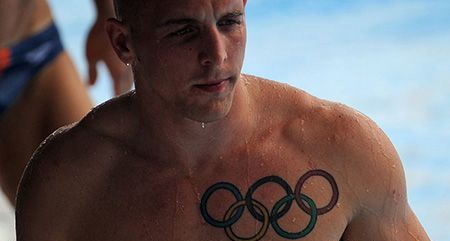 胸前奥运五环纹身图案