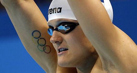 手臂内侧奥运五环纹身图案