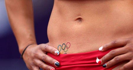 腹部奥运五环纹身图案