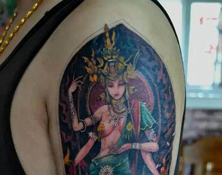 大臂好看的度母纹身图案