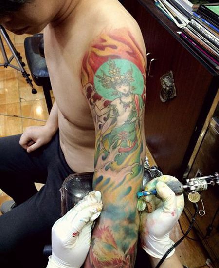 花臂度母纹身图案