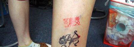 脚踝爱神丘比特纹身图片