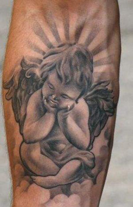 手臂内侧丘比特纹身图案