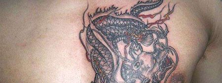 男士胸前睚眦纹身图案