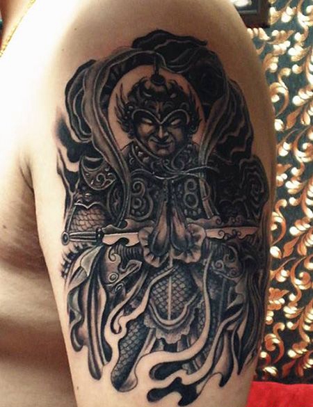 大臂个性的韦陀纹身图案