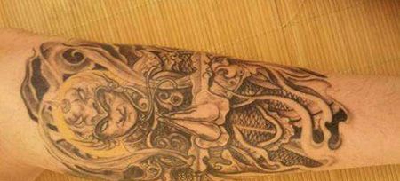 小腿霸气韦陀纹身图案