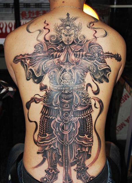背部韦陀纹身图案