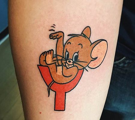 手臂卡通老鼠杰瑞纹身图案