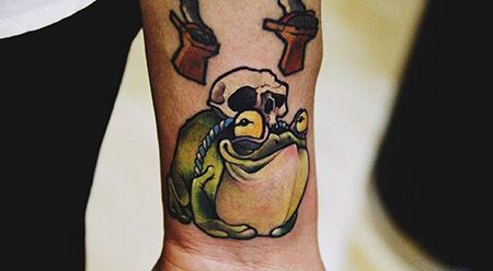 手腕青蛙骷髅纹身图案
