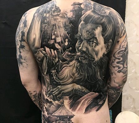 满背三国曹操纹身图案