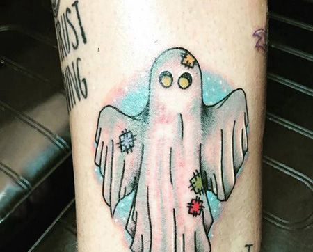 小腿个性幽灵纹身图案