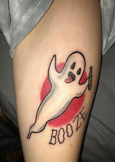 小腿个性的幽灵纹身图案