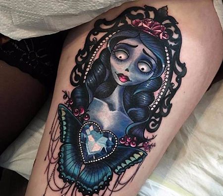 大腿性感的僵尸新娘纹身图案