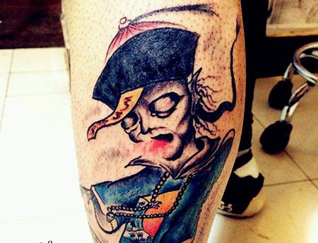 小腿中国僵尸纹身图案