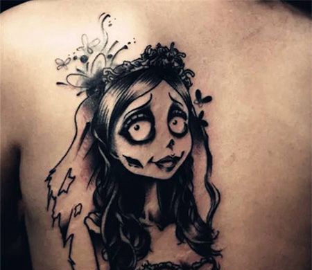 背部僵尸新娘纹身图片