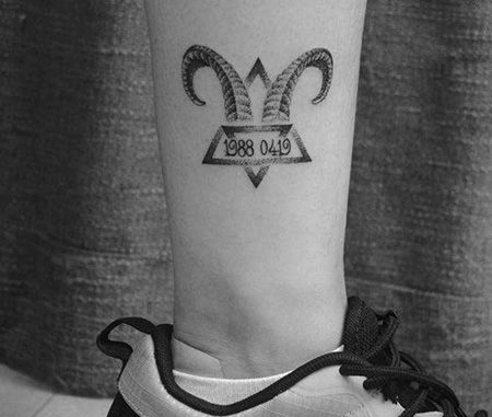 脚踝白羊座日期纹身图案