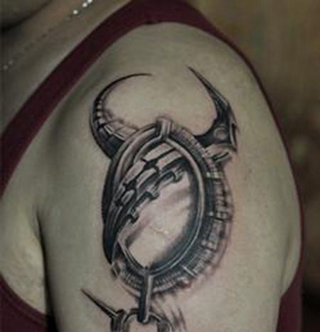 大臂个性的金牛座纹身图案