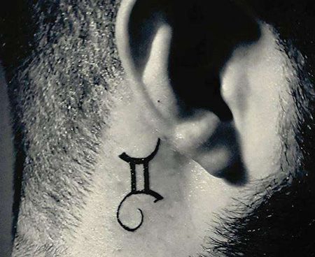 耳后双子座纹身图案