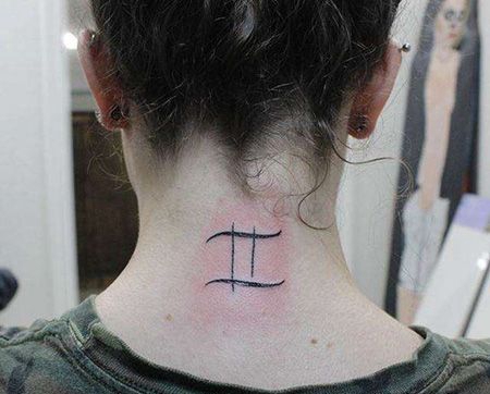 颈部双子座纹身图案