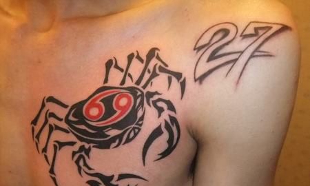 胸前巨蟹座纹身图案