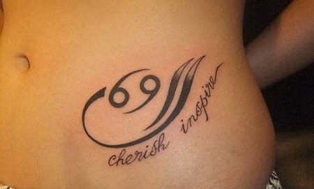 腹部巨蟹座标志纹身图案