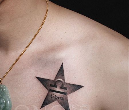 男士胸前天秤座纹身图案