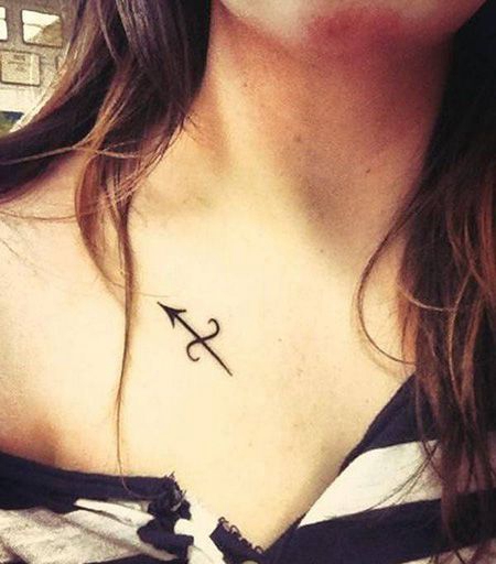 锁骨射手座标志纹身图案