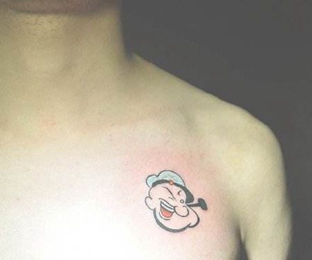 男士胸前大力水手纹身图案