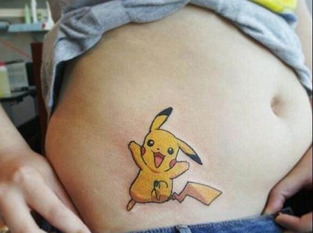 腹部皮卡丘纹身图案