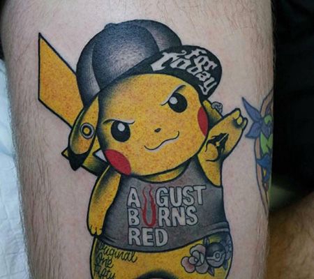 小腿皮卡丘纹身图案