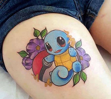 大腿神奇宝贝小海龟纹身图案